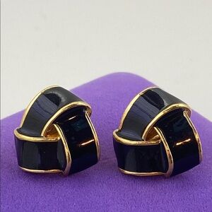 💛 Elegant Avon Black and Gold Knot Earrings